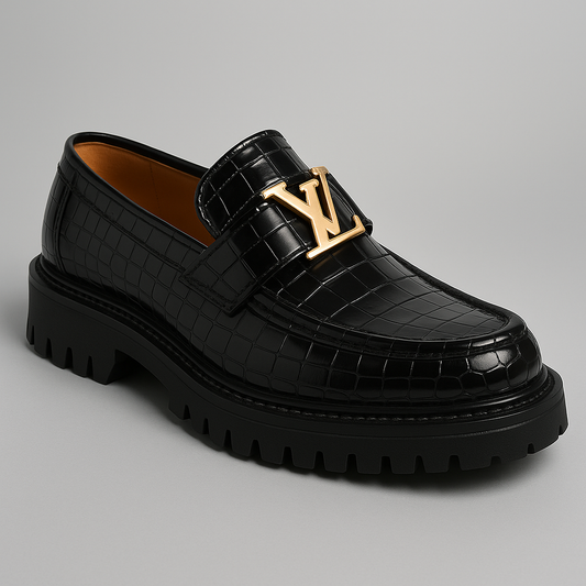 WellFit Men’s Black Croc-Embossed Loafer