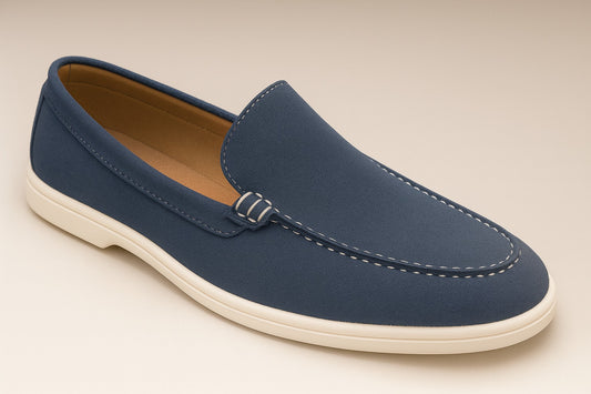 BLUE SUEDE WHITE SOLE MOCCASION